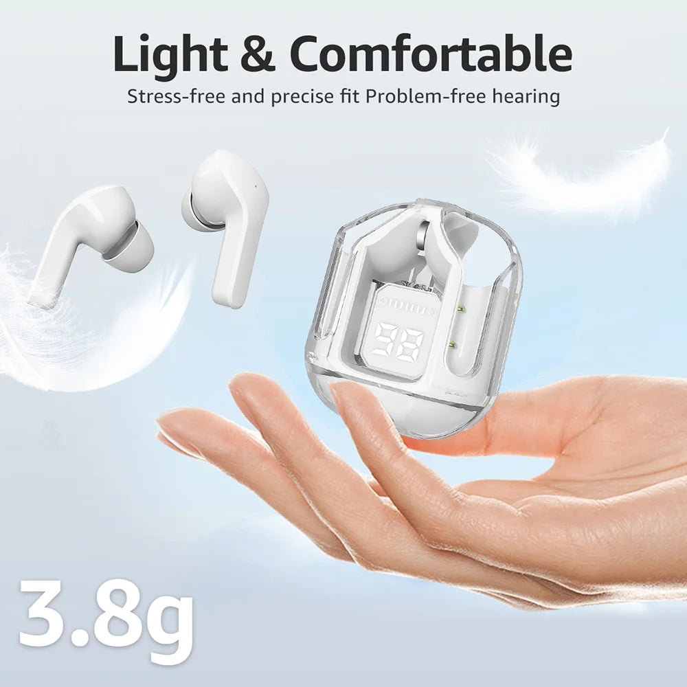 Bluetooth Headphones with Wireless Charging Case,White