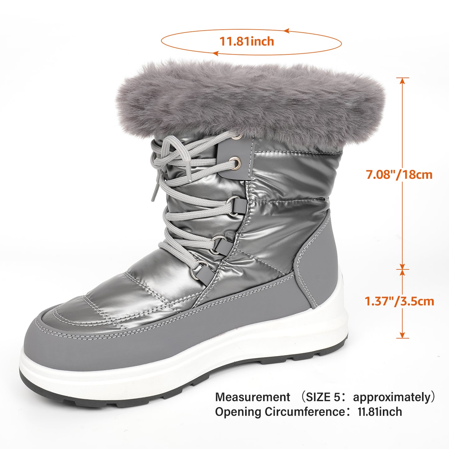 Women's gray snow boots